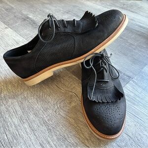 UGG Bernett Black Leather Kiltie Lace Up Brogue Oxford Shoes Womens Size 10